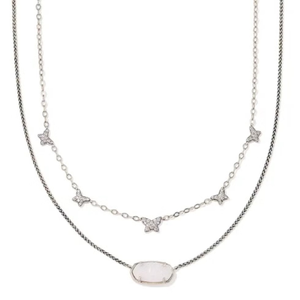 NEW Kendra Scott x Dolly Parton Double Necklace Iridescent Drusy w Butterfly